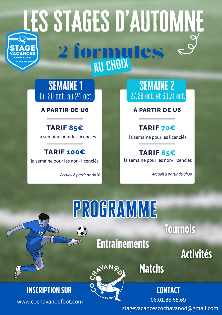 STAGES VACANCES TOUSSAINT 2025 : OUVERTURE DES INSCRIPTIONS