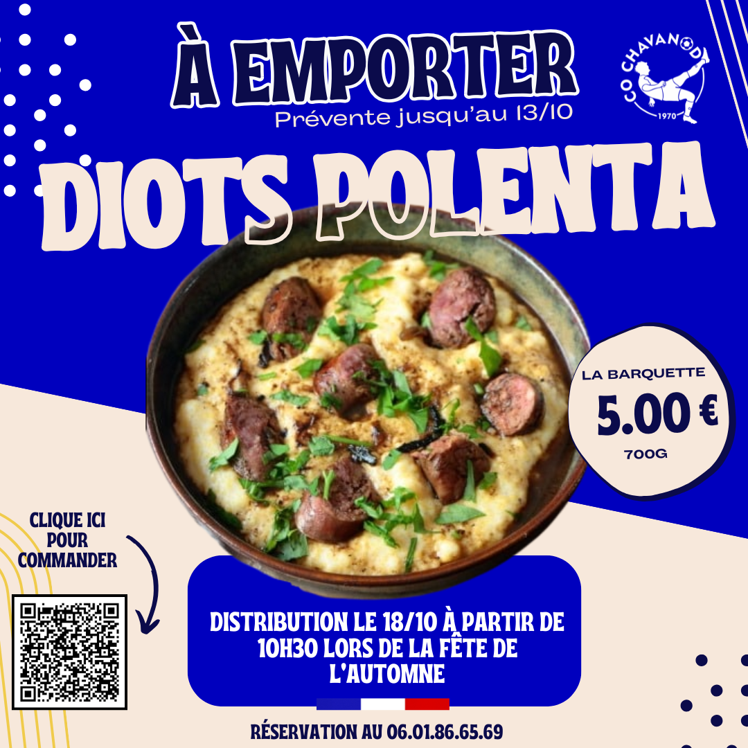 Vente à emporter - Diots et Polenta  - 18 octobre