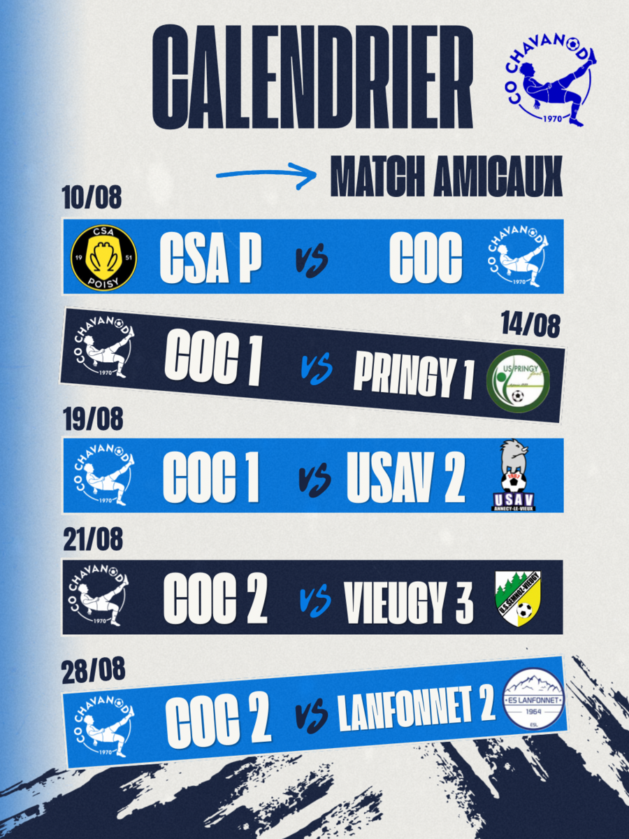 Calendrier matchs amicaux