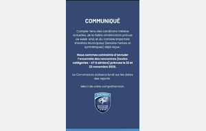Annulation des rencontres du 22 et 23 novembre